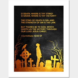 1 Corinthians 15:55-57 Bible Verse Wall Art Posters and Art